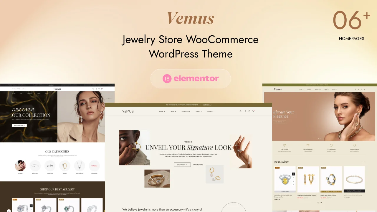 Vemus Jewelry Store WordPress Theme Overview