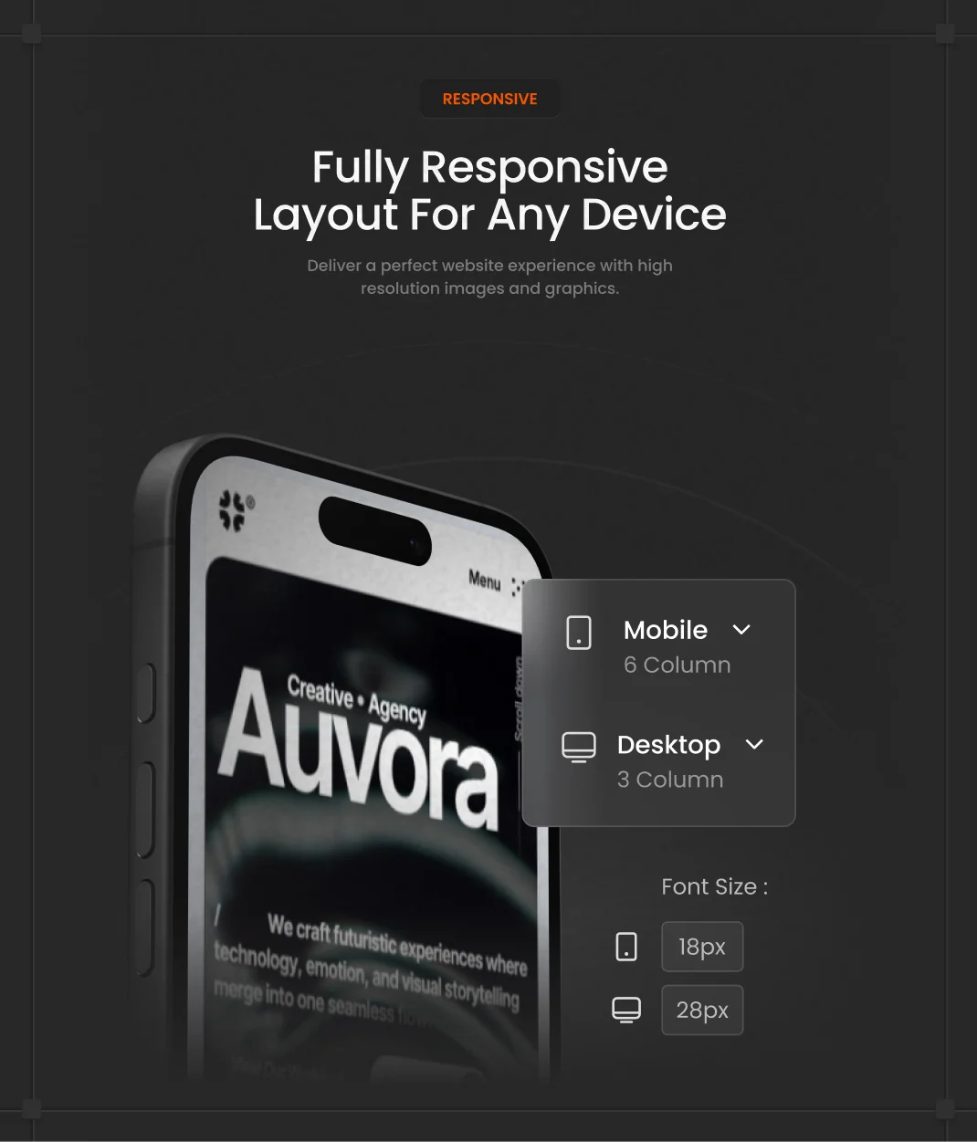 Responsive mobile and desktop layouts of Amoda Multi-Purpose Creative HTML Template