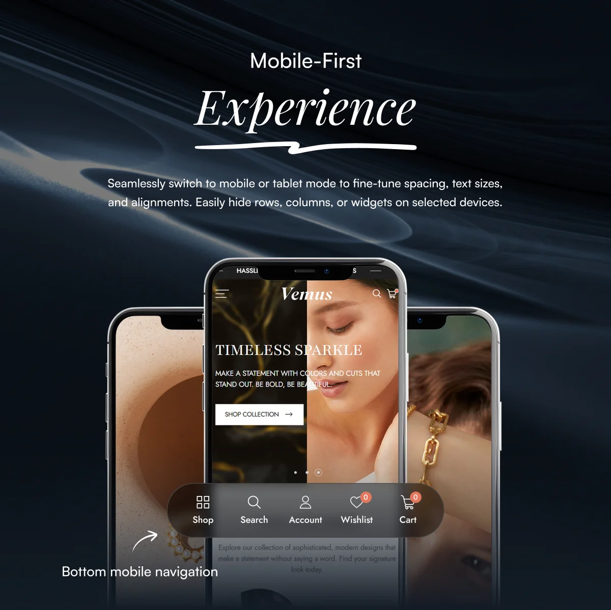 Vemus Mobile Jewelry Store WordPress Theme