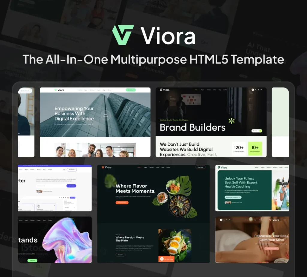 hero preview showing multiple industry demos included in The Ultimate All-in-One HTML5 Template for 20+ Industries